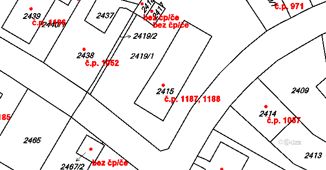 Duchcov 1187,1188 na parcele st. 2415 v KÚ Duchcov, Katastrální mapa