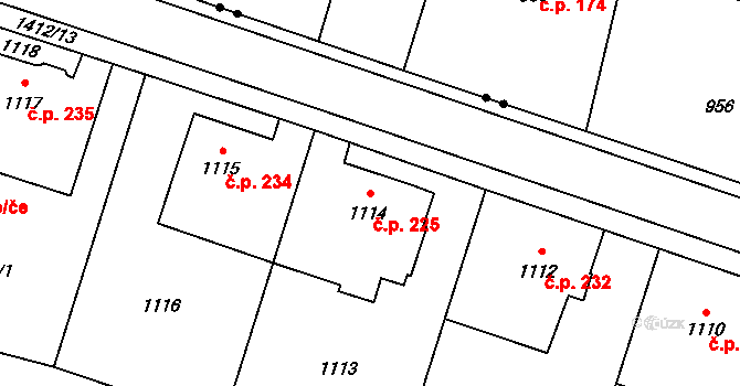 Pudlov 225, Bohumín na parcele st. 1114 v KÚ Pudlov, Katastrální mapa
