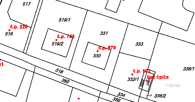 Skřečoň 679, Bohumín na parcele st. 330 v KÚ Skřečoň, Katastrální mapa