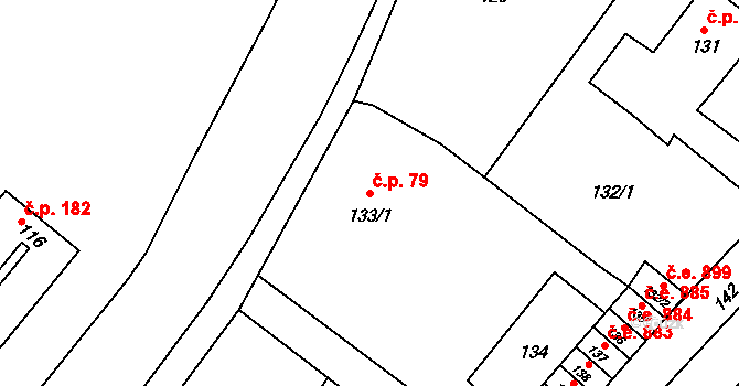 Vrbice 79, Bohumín na parcele st. 133/1 v KÚ Vrbice nad Odrou, Katastrální mapa