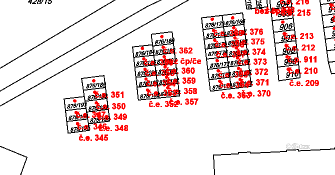 Postoloprty 357 na parcele st. 876/183 v KÚ Postoloprty, Katastrální mapa