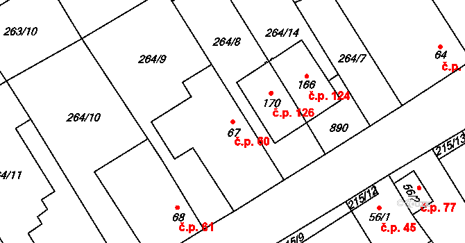 Olešnice 60 na parcele st. 67 v KÚ Olešnice nad Cidlinou, Katastrální mapa