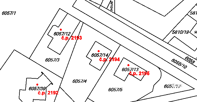 Frýdek 2194, Frýdek-Místek na parcele st. 6057/14 v KÚ Frýdek, Katastrální mapa