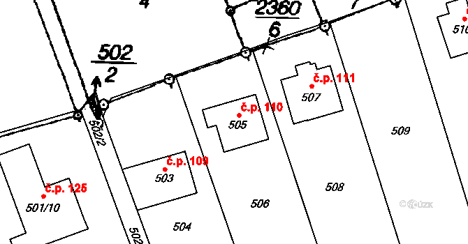 Lysůvky 110, Frýdek-Místek na parcele st. 505 v KÚ Lysůvky, Katastrální mapa
