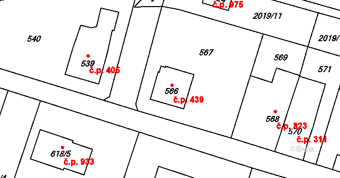Paskov 439 na parcele st. 566 v KÚ Paskov, Katastrální mapa