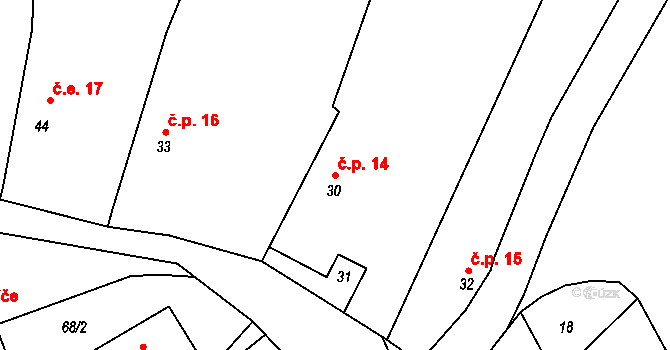 Suletice 14, Homole u Panny na parcele st. 30 v KÚ Suletice, Katastrální mapa
