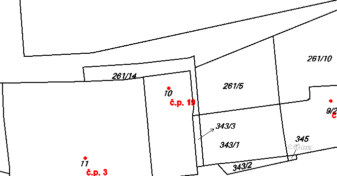 Zibohlavy 19, Kolín na parcele st. 10 v KÚ Zibohlavy, Katastrální mapa