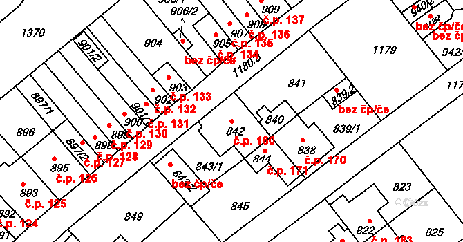 Prosek 160, Praha na parcele st. 842 v KÚ Prosek, Katastrální mapa