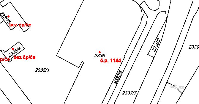 Chomutov 1144 na parcele st. 2336 v KÚ Chomutov I, Katastrální mapa
