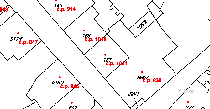 Rumburk 1 1031, Rumburk na parcele st. 157 v KÚ Rumburk, Katastrální mapa