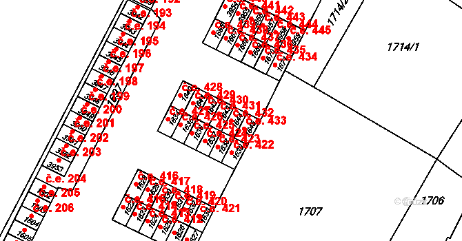 Kuřim 432 na parcele st. 1644 v KÚ Kuřim, Katastrální mapa