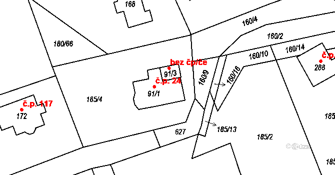 Minkovice 24, Šimonovice na parcele st. 91/1 v KÚ Minkovice, Katastrální mapa