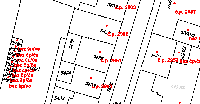 Prostějov 2961 na parcele st. 5435 v KÚ Prostějov, Katastrální mapa