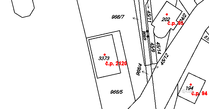 Hořice 2120 na parcele st. 3373 v KÚ Hořice v Podkrkonoší, Katastrální mapa