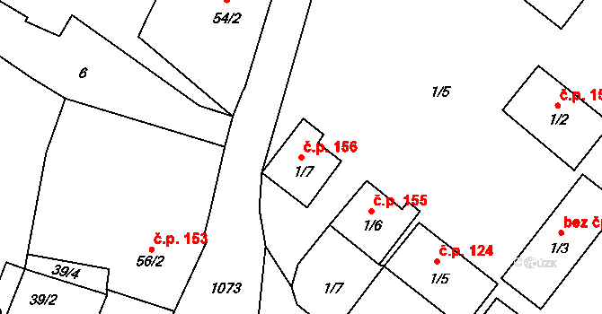 Zdíkov 156 na parcele st. 1/7 v KÚ Zdíkov, Katastrální mapa