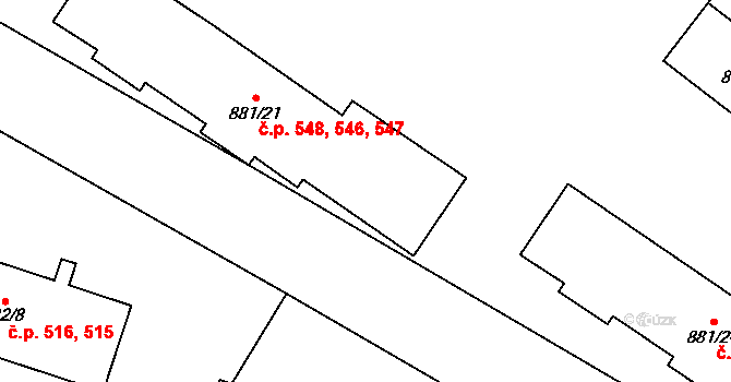 Loket 546,547,548 na parcele st. 881/21 v KÚ Loket, Katastrální mapa