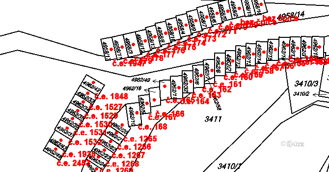 Znojmo 165 na parcele st. 4962/49 v KÚ Znojmo-město, Katastrální mapa