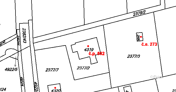 Týnské Předměstí 662, Domažlice na parcele st. 4319 v KÚ Domažlice, Katastrální mapa