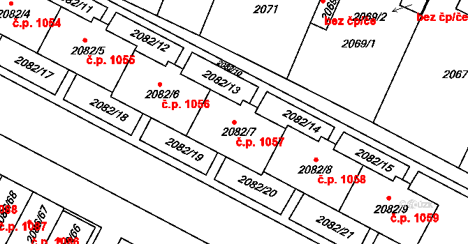 Jemnice 1057 na parcele st. 2082/7 v KÚ Jemnice, Katastrální mapa