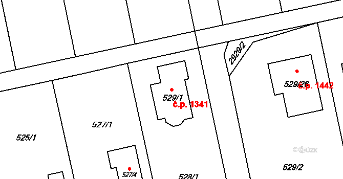 Kylešovice 1341, Opava na parcele st. 529/1 v KÚ Kylešovice, Katastrální mapa