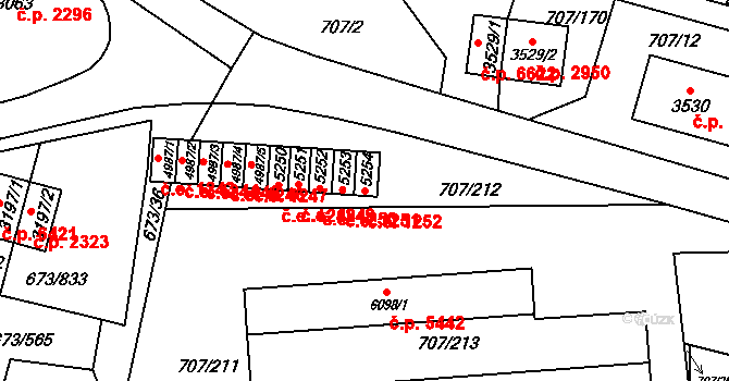 Zlín 1252 na parcele st. 5254 v KÚ Zlín, Katastrální mapa