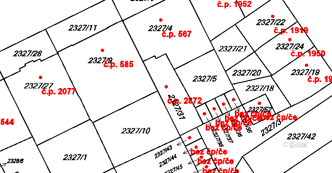 Předměstí 2872, Opava na parcele st. 2327/31 v KÚ Opava-Předměstí, Katastrální mapa