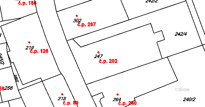 Svratka 202 na parcele st. 247 v KÚ Svratka, Katastrální mapa