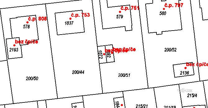 Ostrava 38206781 na parcele st. 1072 v KÚ Hrabůvka, Katastrální mapa