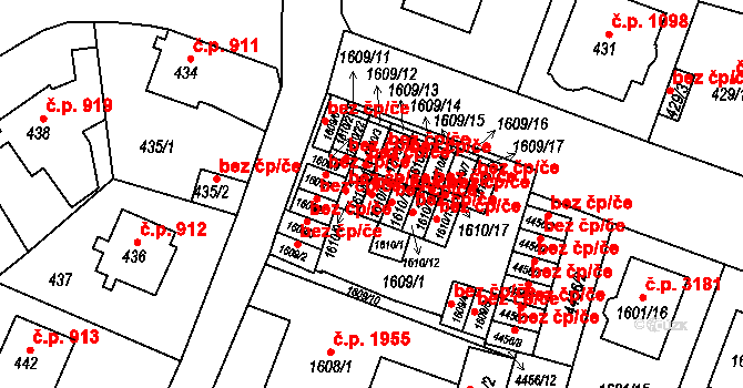 Teplice 39158781 na parcele st. 1610/10 v KÚ Teplice, Katastrální mapa