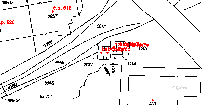 Brno 39491781 na parcele st. 896/8 v KÚ Horní Heršpice, Katastrální mapa