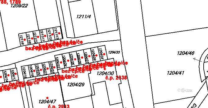 Praha 40355781 na parcele st. 1204/34 v KÚ Horní Počernice, Katastrální mapa