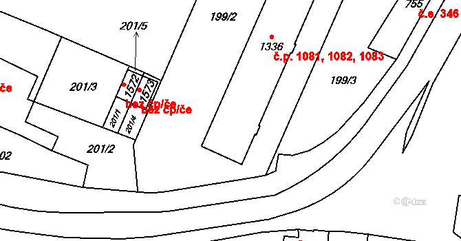Napajedla 1081,1082,1083 na parcele st. 1336 v KÚ Napajedla, Katastrální mapa