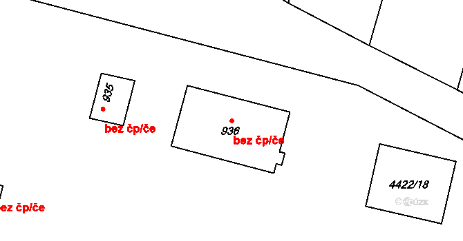 Hrušovany nad Jevišovkou 40957781 na parcele st. 936 v KÚ Hrušovany nad Jevišovkou, Katastrální mapa
