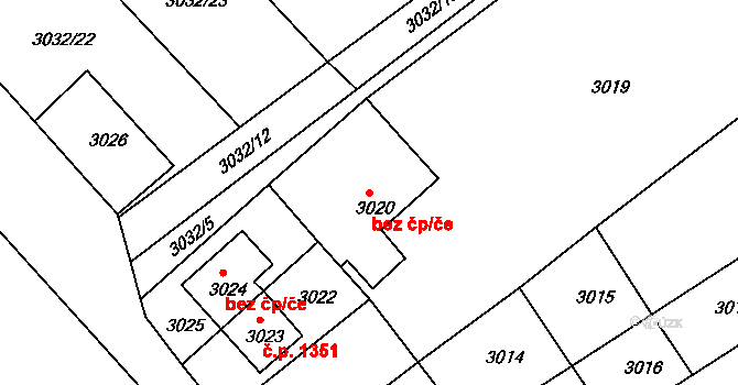 Holešov 41457781 na parcele st. 3020 v KÚ Holešov, Katastrální mapa