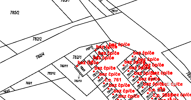 Staré Město 764, Karviná na parcele st. 782/9 v KÚ Staré Město u Karviné, Katastrální mapa
