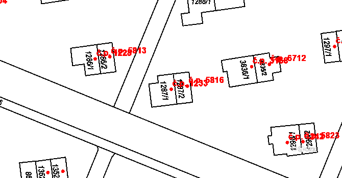 Zlín 1233 na parcele st. 1287/1 v KÚ Zlín, Katastrální mapa