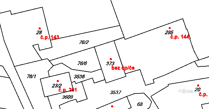 Lačnov 42134781 na parcele st. 373 v KÚ Lačnov, Katastrální mapa
