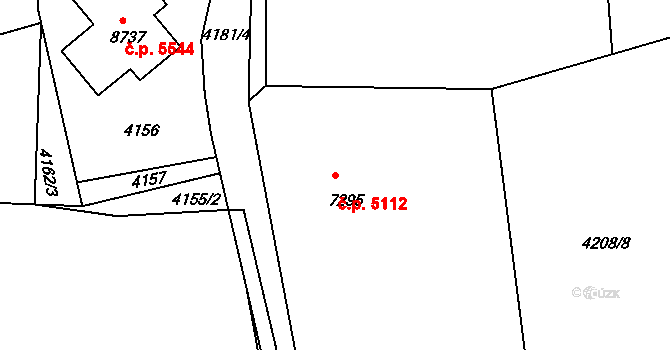 Zlín 5112 na parcele st. 7295 v KÚ Zlín, Katastrální mapa