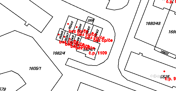 Nové Dvory 1109, Třebíč na parcele st. 5524/1 v KÚ Třebíč, Katastrální mapa