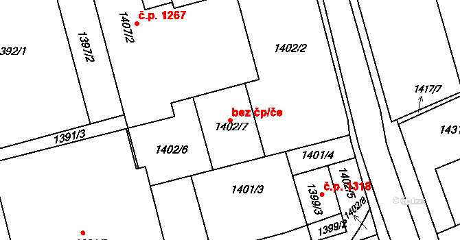 Holešov 42713781 na parcele st. 1402/7 v KÚ Holešov, Katastrální mapa