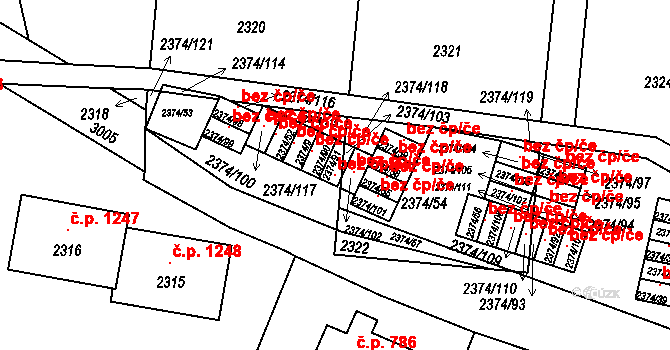 Praha 43150781 na parcele st. 2374/91 v KÚ Braník, Katastrální mapa