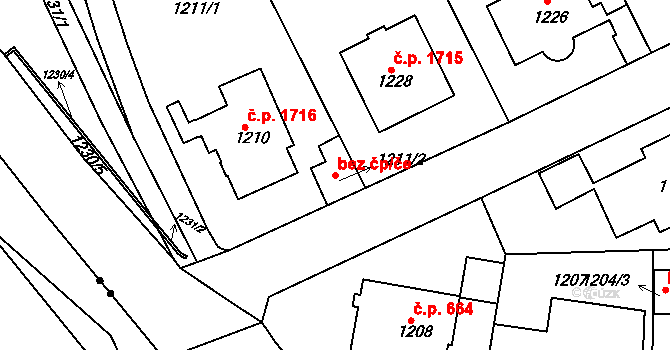 Praha 43312781 na parcele st. 1211/2 v KÚ Dejvice, Katastrální mapa