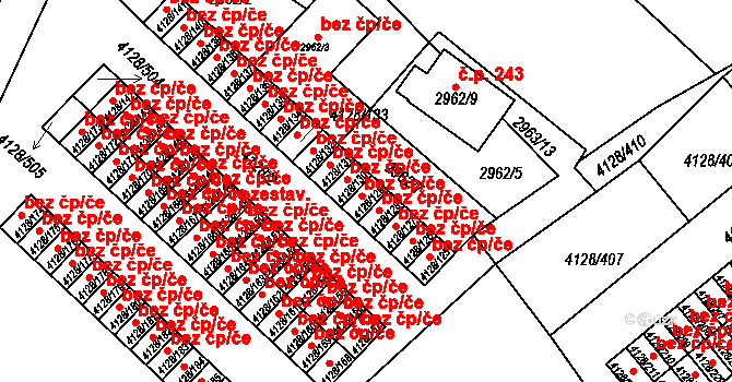 Kutná Hora 43972781 na parcele st. 4128/129 v KÚ Kutná Hora, Katastrální mapa