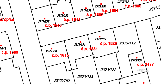 Předměstí 1531, Opava na parcele st. 2373/194 v KÚ Opava-Předměstí, Katastrální mapa