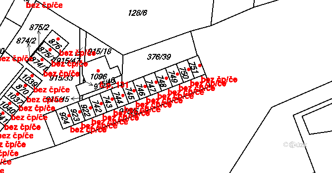 Košťany 45062781 na parcele st. 748 v KÚ Košťany, Katastrální mapa