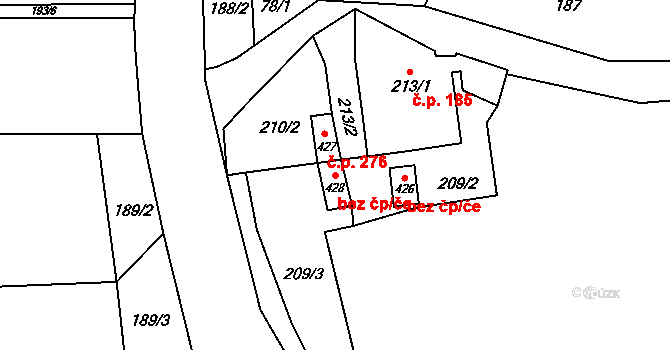 Třebovice 45505781 na parcele st. 428 v KÚ Třebovice, Katastrální mapa