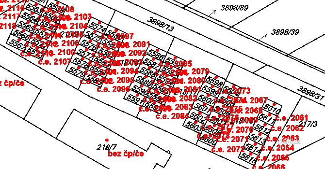 Řečkovice 2082, Brno na parcele st. 5595 v KÚ Řečkovice, Katastrální mapa