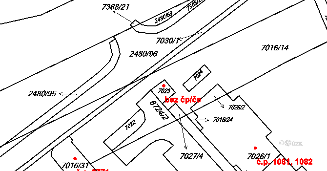 Brno 45612781 na parcele st. 7023 v KÚ Bystrc, Katastrální mapa