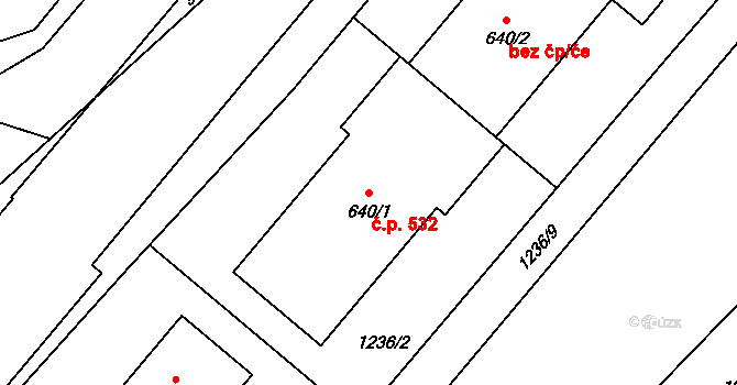 Liptál 532 na parcele st. 640/1 v KÚ Liptál, Katastrální mapa