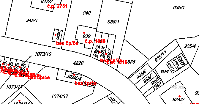 Ústí nad Labem 46781781 na parcele st. 938/3 v KÚ Ústí nad Labem, Katastrální mapa